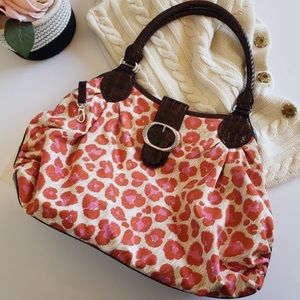 Brighton Leopard Print Nylon/Leather Handbag